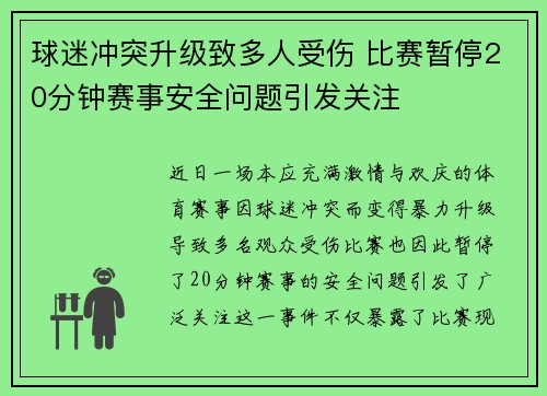 球迷冲突升级致多人受伤 比赛暂停20分钟赛事安全问题引发关注